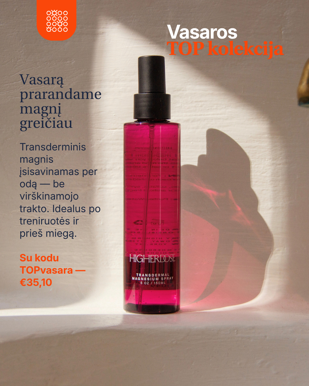 HigherDOSE® transdermāls magnija aerosols nervu sistēmas līdzsvaram, atjaunošanai un dziļai relaksācijai