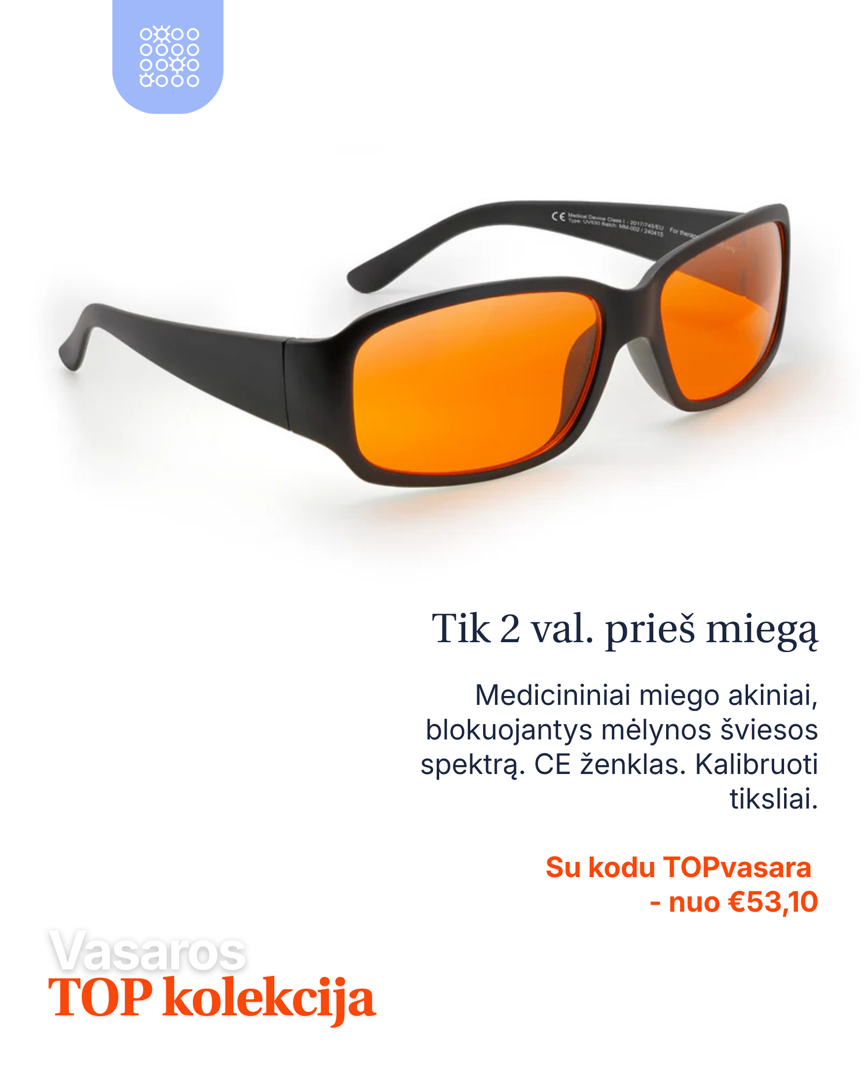 MelaMedic® VIENNA – vieglas medicīniskās brilles, kas bloķē zilo gaismu, mierīgam vakaram un labākam miegam