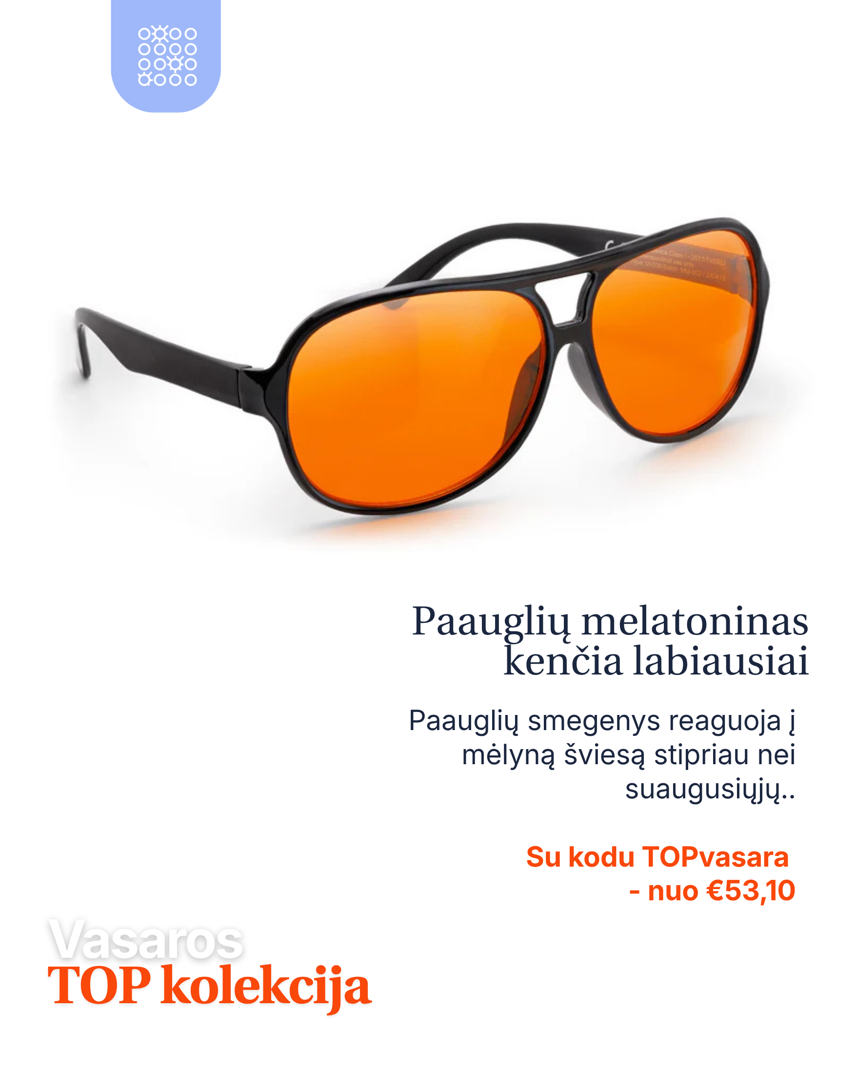 MelaMedic® BERN II – vieglas medicīniskās brilles, kas bloķē zilo gaismu, kvalitatīvam miegam un mierīgam vakaram